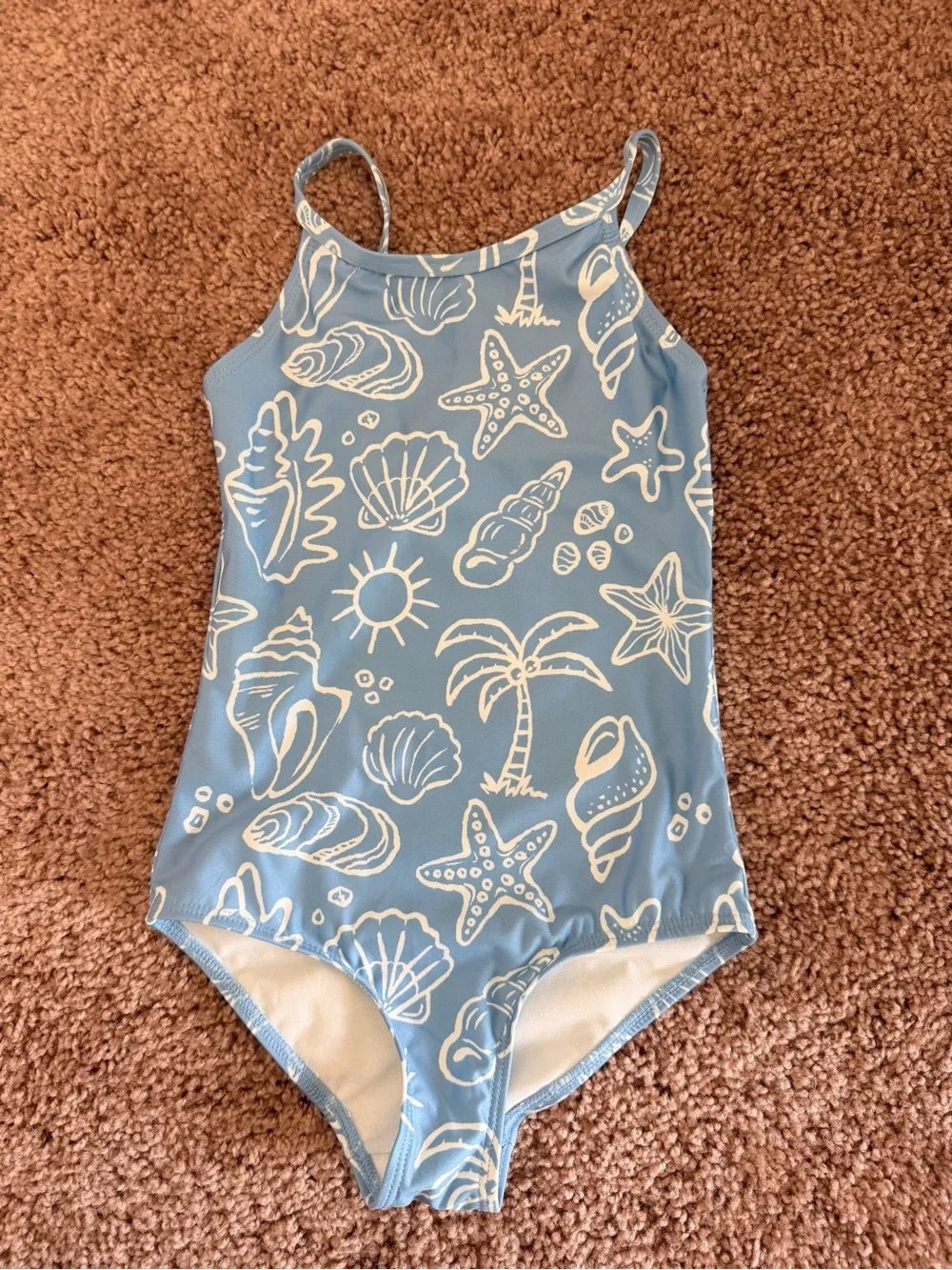 H&M Light Blue Seashell-Print One-Piece Swimsuit